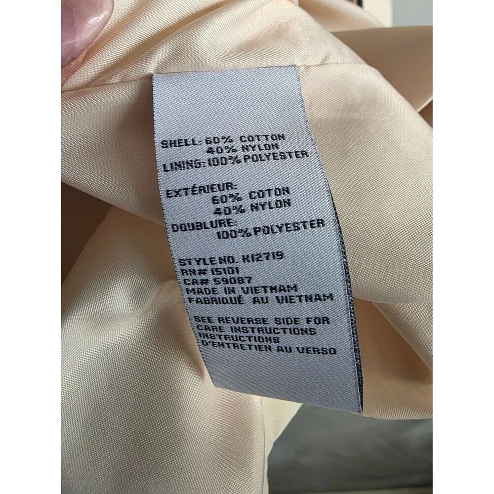 Kate Spade Single Breasted Pale Yellow & Navy Blue Hooded Trench Coat Sz L